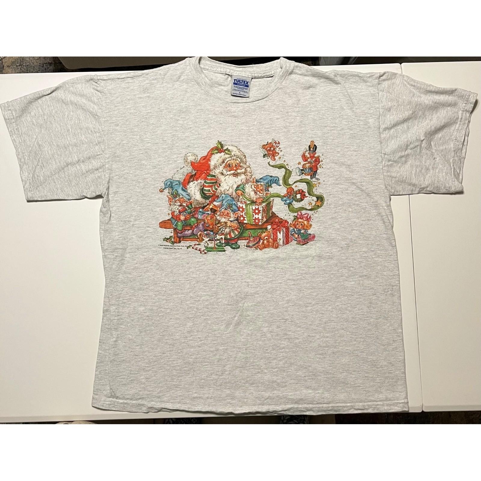 VTG Y2K Christmas Santa Elves Gingerbread Man Nutcracker Graphic T Shirt XL Unisex T-Shirt XXXXL