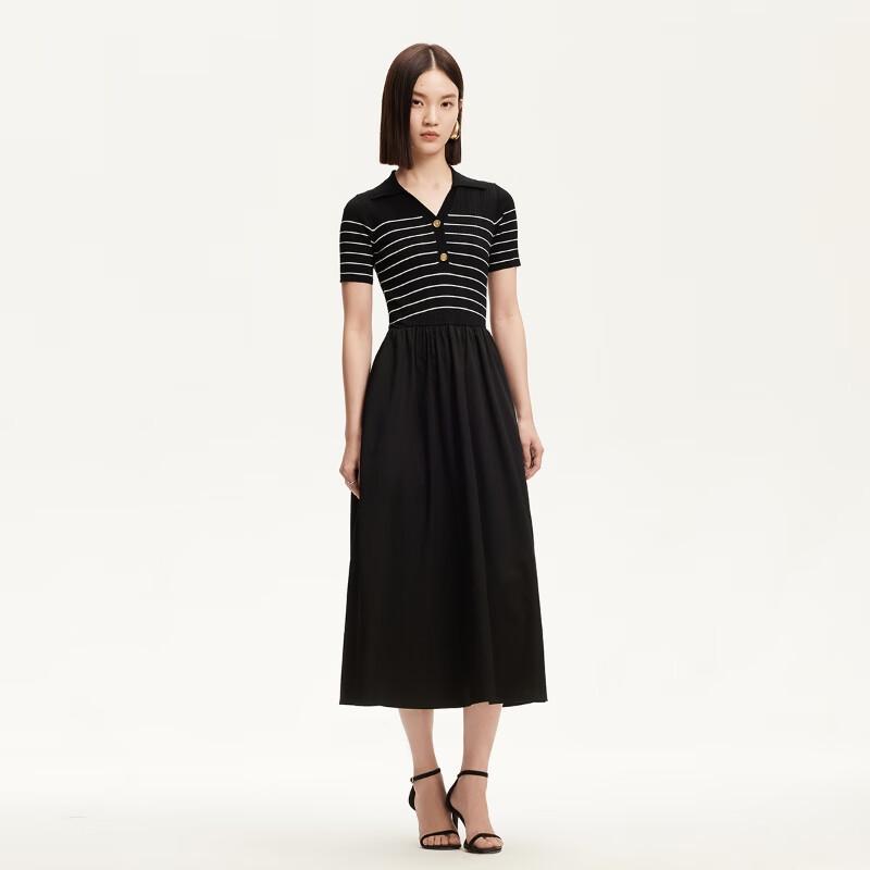 VEROMODA V-Neck Colorblock Knit Stripe Dress L