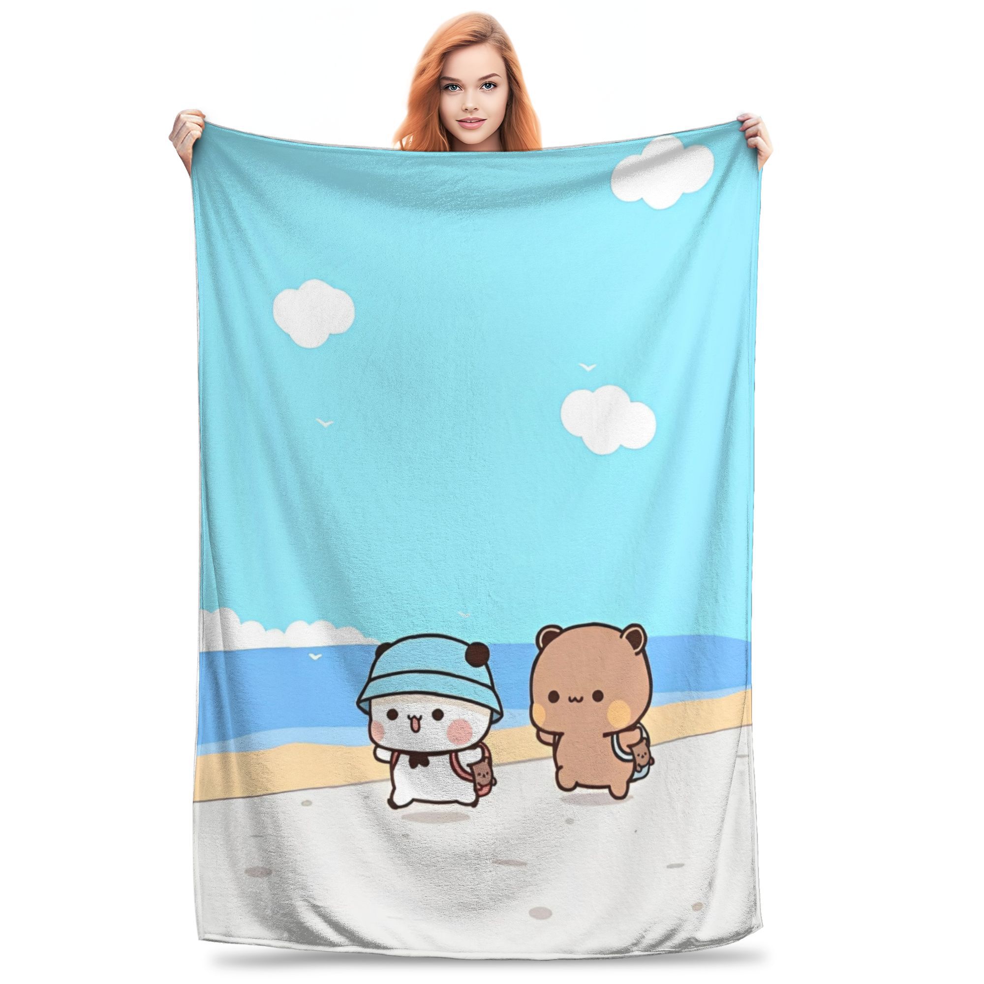 

Bear Cartoon Cute Bubu Dudu Blankets Flannel Print Breathable Lightweight Thin Throw Blankets for Bedding Travel Quilt 75x90cm