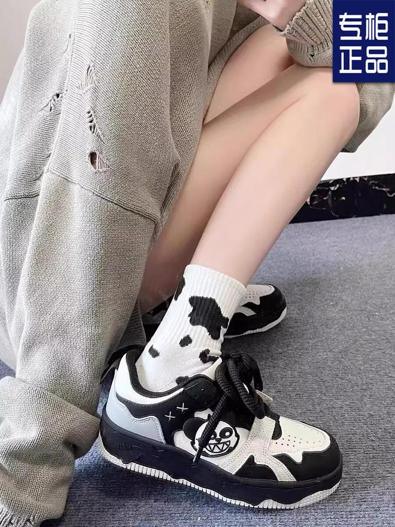 Panda Prank Original Women's Shoes Autumn New Breathable Platform Black and White Shoes Board Shoes Ziguo