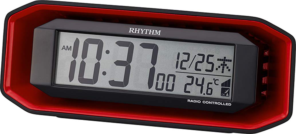 

RHYTHM Radio Clock Alarm Clock Loud Volume Electronic Sound Alarm Digital Red 8RZ220SR01 7.2x18.3x6.4cm