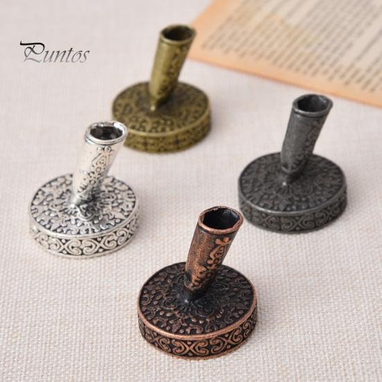 Vintage Desk Organizer Round Pen Holder, Durable Metal Exquisite Carved Desktop Ornament, Calligraphy Base Dip Pens And Quill Supply, for Decoration