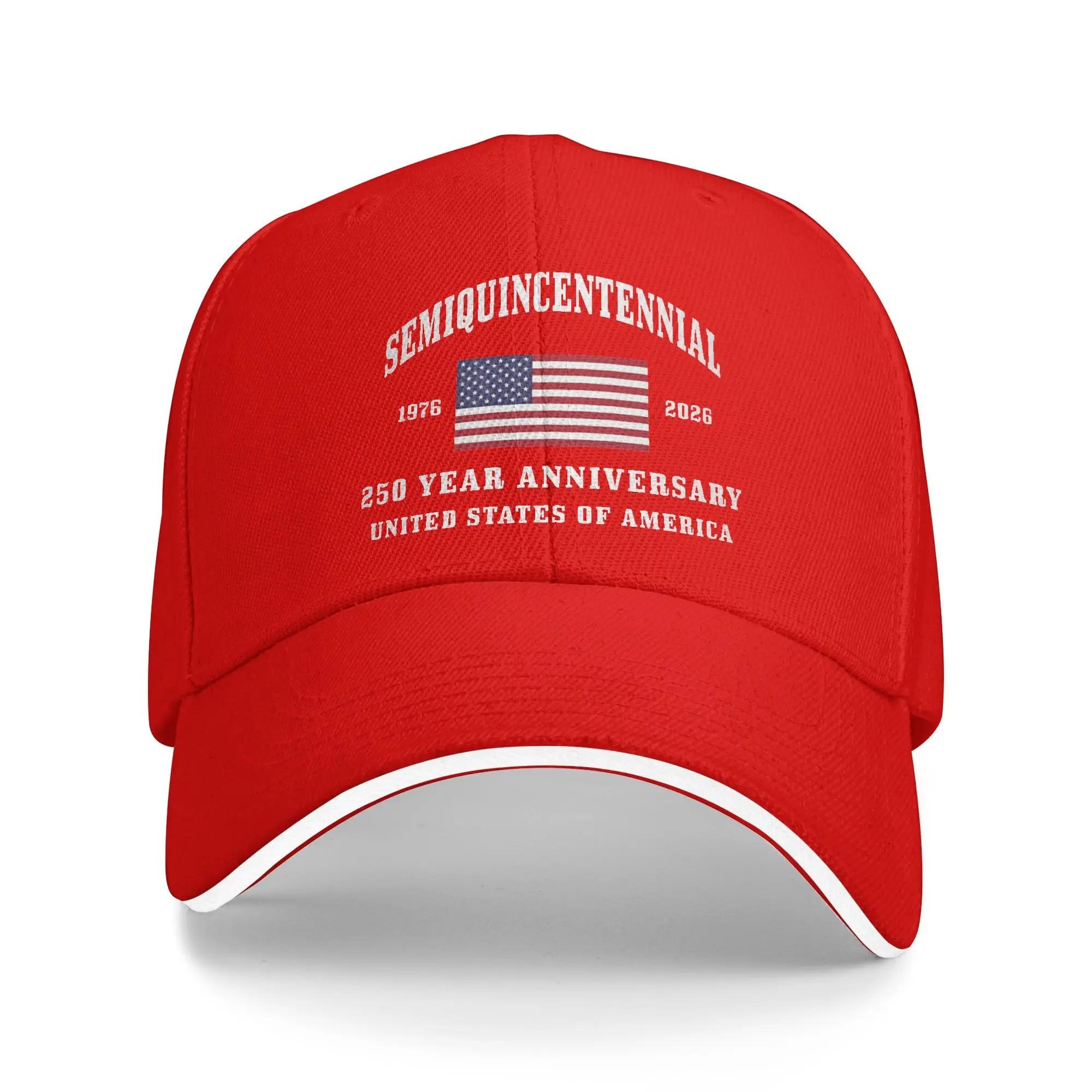 Semiquincentennial 250 Year Anniversary 1776-2026 Baseball Cap Adjustable Cotton Casual Adult Hat One Size красный