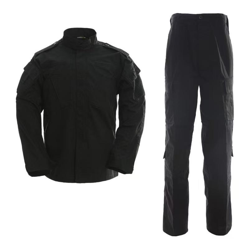 Men's Wear-Resistant Black Camouflage Tactical Suit for Spring/Autumn