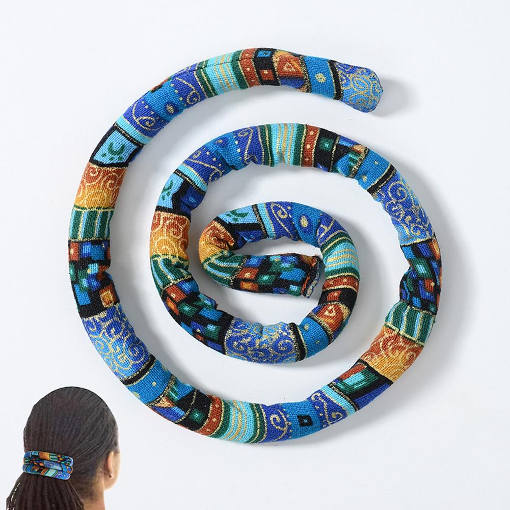 Flexible Headband Ethnic Style Iron Wire Hair Rope Set High Ponytail Spiral Lock Colorful Dirty Braid Long Hair Strands