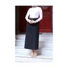 Natural Fabric Belted Denim Skirt - Black