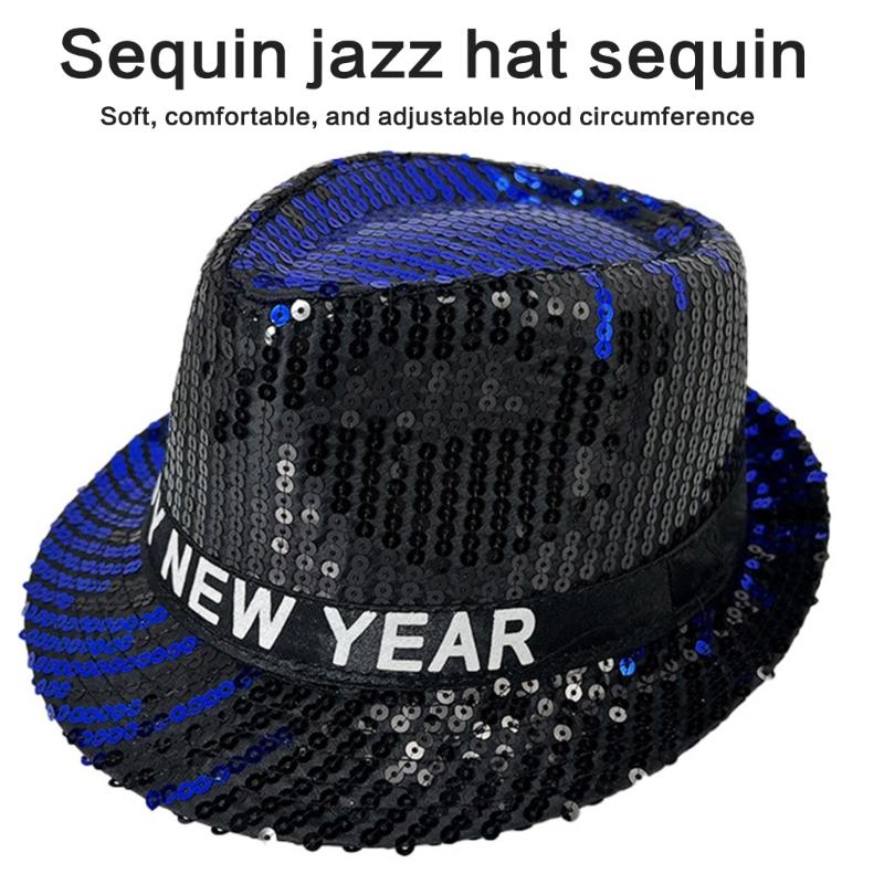 Sequined Oktoberfest Hat for Women Men New Year Eve Panama Hat Roll Brims Hat Cosplay Costume Adult Theme Party Accessory