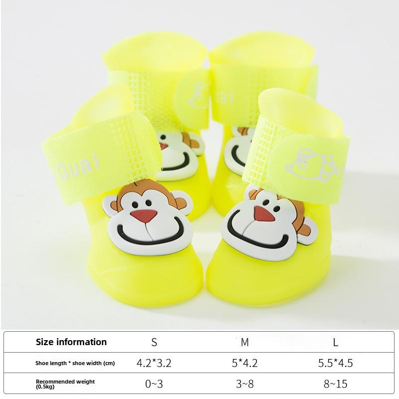 Cross-border Cartoon High-top Pet Silicone Rain Shoes Puppy Dog Going Out Non-slip Wear-resistant Waterproof Dog Shoes Teddy Foot Cover
