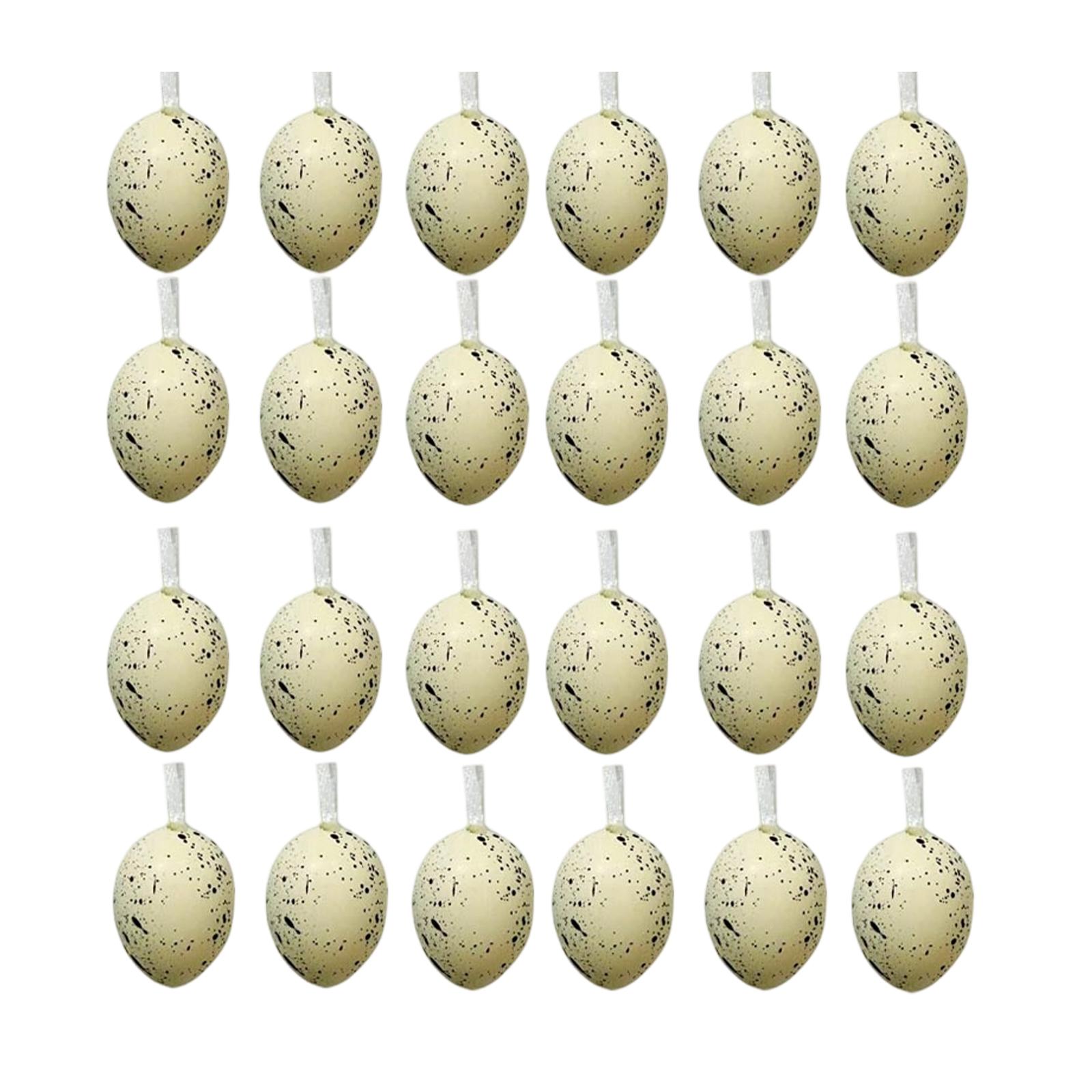 

24PCS Easter Eggs 1.57inch Easter Egg Ornaments Beautiful Hanging Egg For Spring Tree Basket Filler Party Favors Supplies Home білий