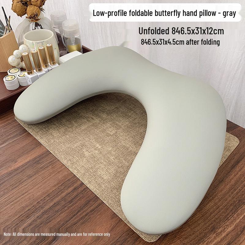 Russian-Style Foldable U-Shaped Leather Manicure Hand Rest with Butterfly Design