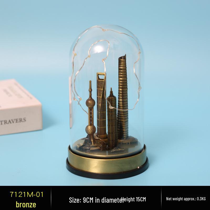 Envy Porcelain Oriental Pearl Tower Model: Shanghai Architectural Souvenir Figurine for Desktop Decoration.