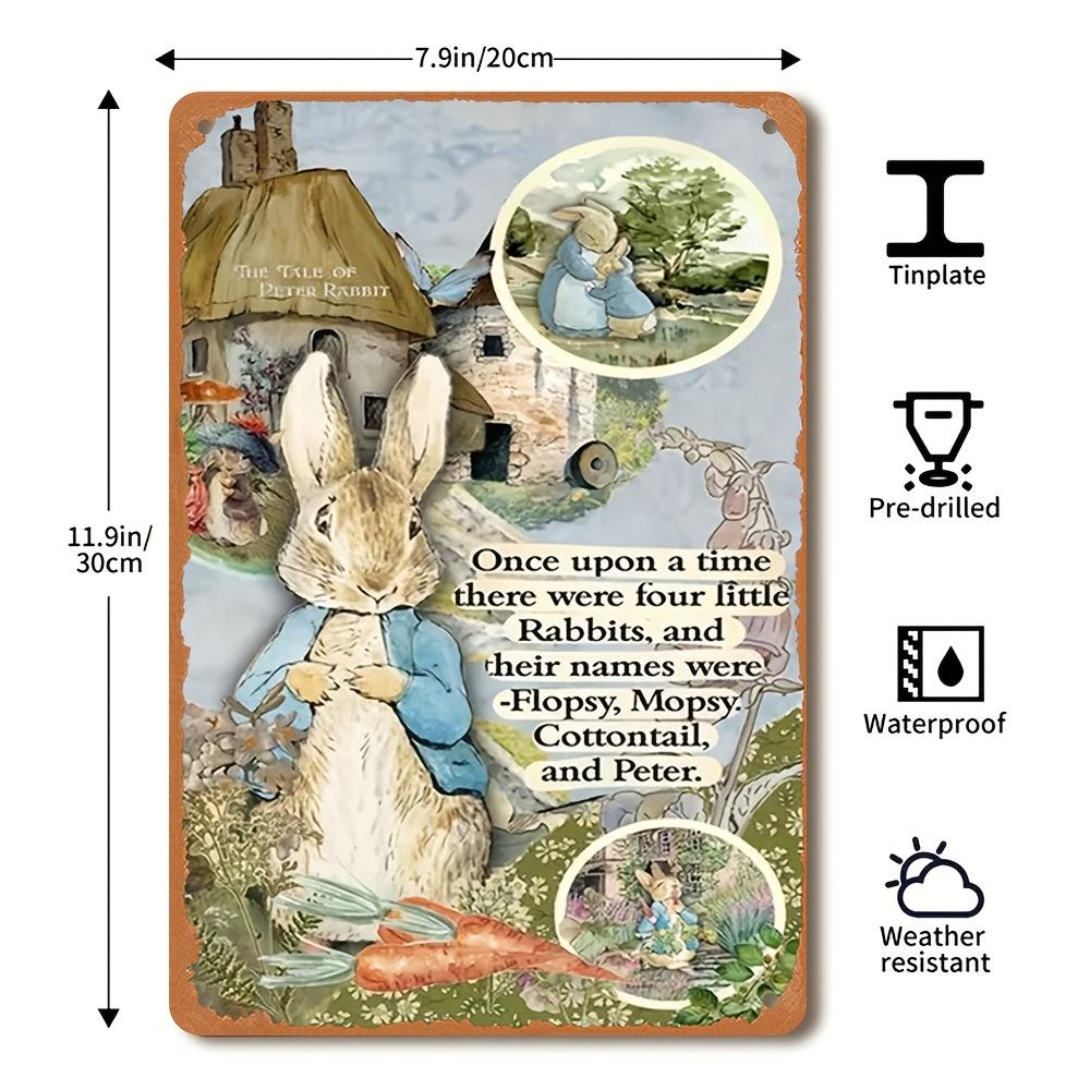 

Peter Rabbit Tin Sign x Vintage Rabbit Metal Wall Art Retro Iron Plaque for Home Cafe Bar Restaurant GarageFarmhouse Decor 20x30cm（7.8x11.8inch）