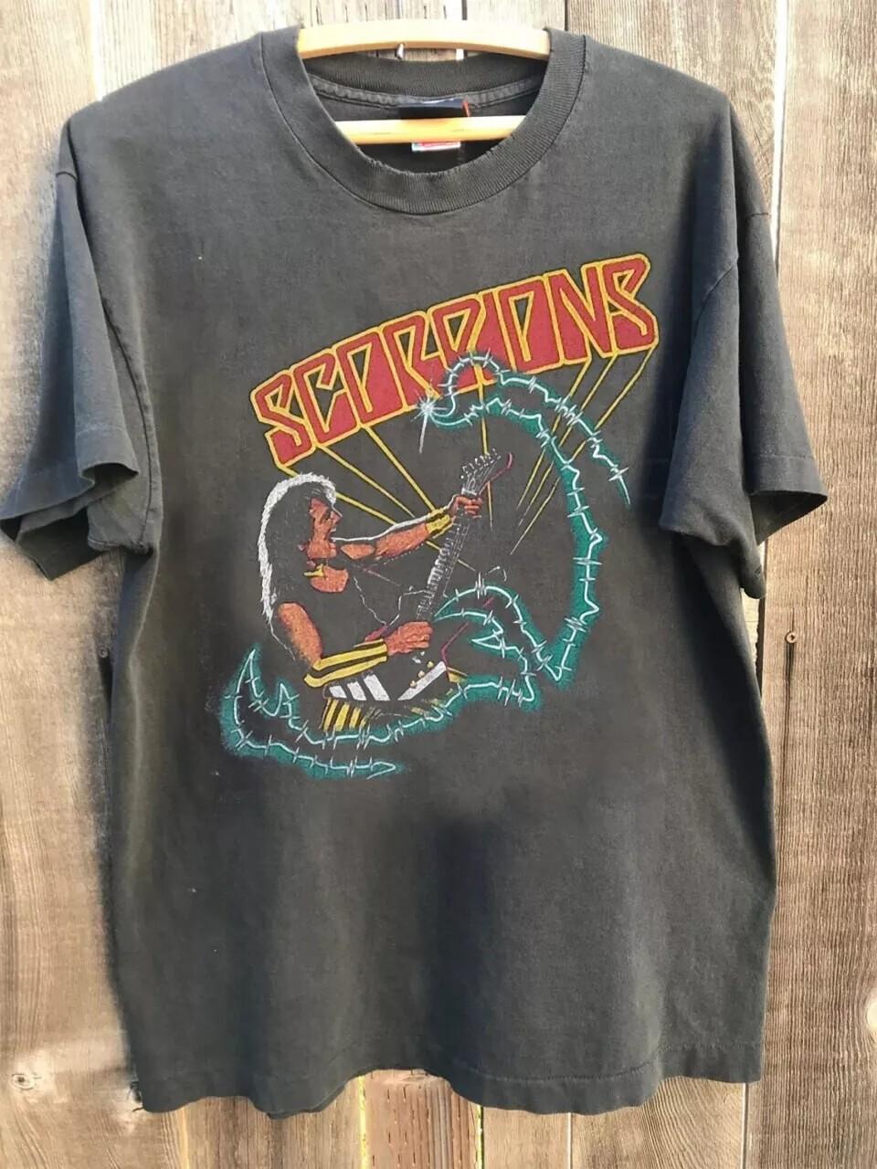 Rare Scorpions Band 90s Retro Style Charcoal Unisex T shirt Men Women S-5XL XXL