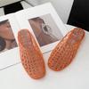 Niche Design Summer New Square Head Hollow One Pedal Flat Bottom Soft Bottom Jelly Bag Head Cool Slippers Women