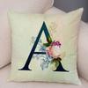 English Flower Beige Letter Print Pillow Case for Sofa Home Decor Floral A-Z Cushion Cover Soft Short Plush Pillowcase 45x45cm