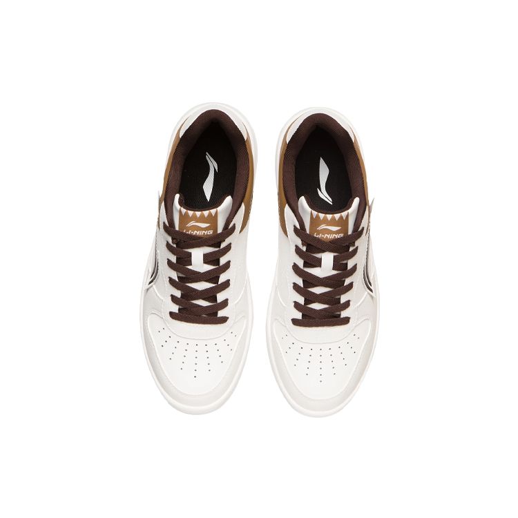 Li Ning Wrap Warm Non-Slip Low-Top Skate Shoes Men Sneakers White Brown AGCQ455-6