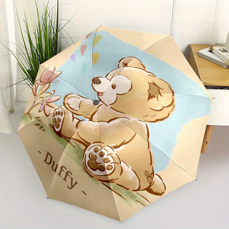 

Duffy the Bear Cartoon Umbrella, Portable 3-Fold Compact Umbrella, Suitable for Camping, Hiking and Travel