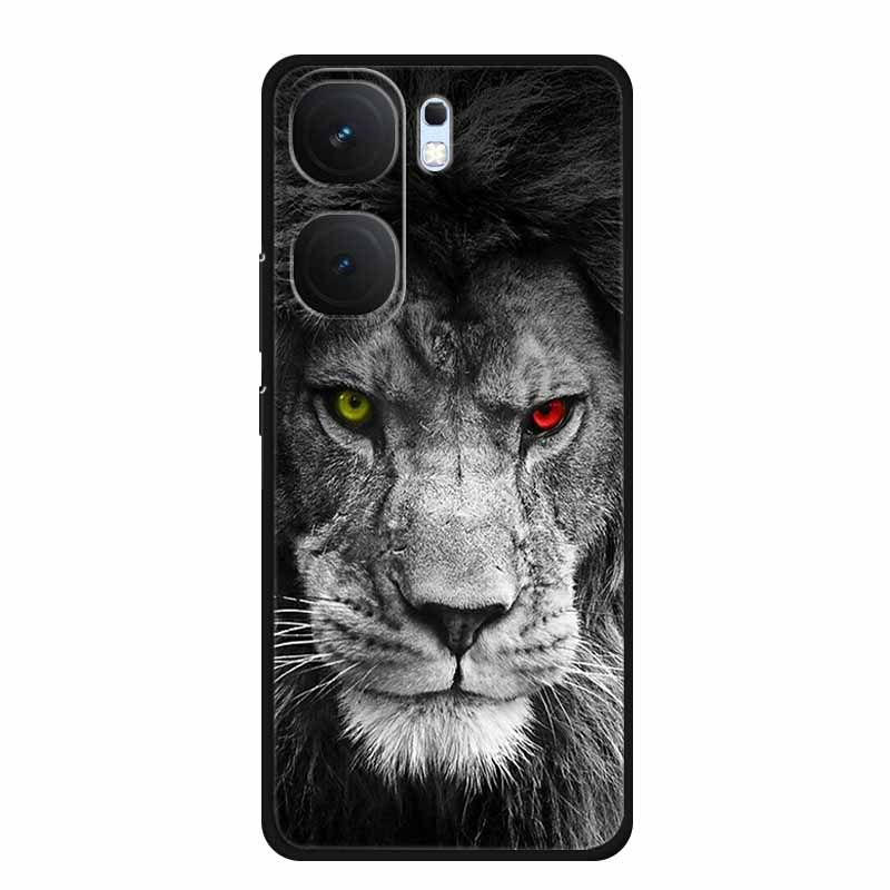 For Vivo iQOO Neo9 Pro Case TPU Silicone Soft Back Cover for Vivo iQOO Neo9 Neo 9 Black Fashion Cool Animals Coque Lion Tiger