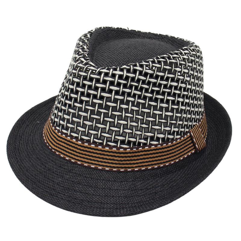 Spring And Summer Gentleman Straw Hat Breathable Cool Hat Short Brim Sun Hat Old-Fashioned Jazz Hat Men'S And Women'S Hollow Top Hat Purely Handmade