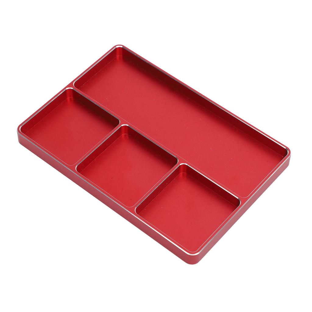 RC Repair Screw Tray 4 Grids Aluminum Alloy Screw Tray with Magnetic Pad for 110 18 RC Car RC