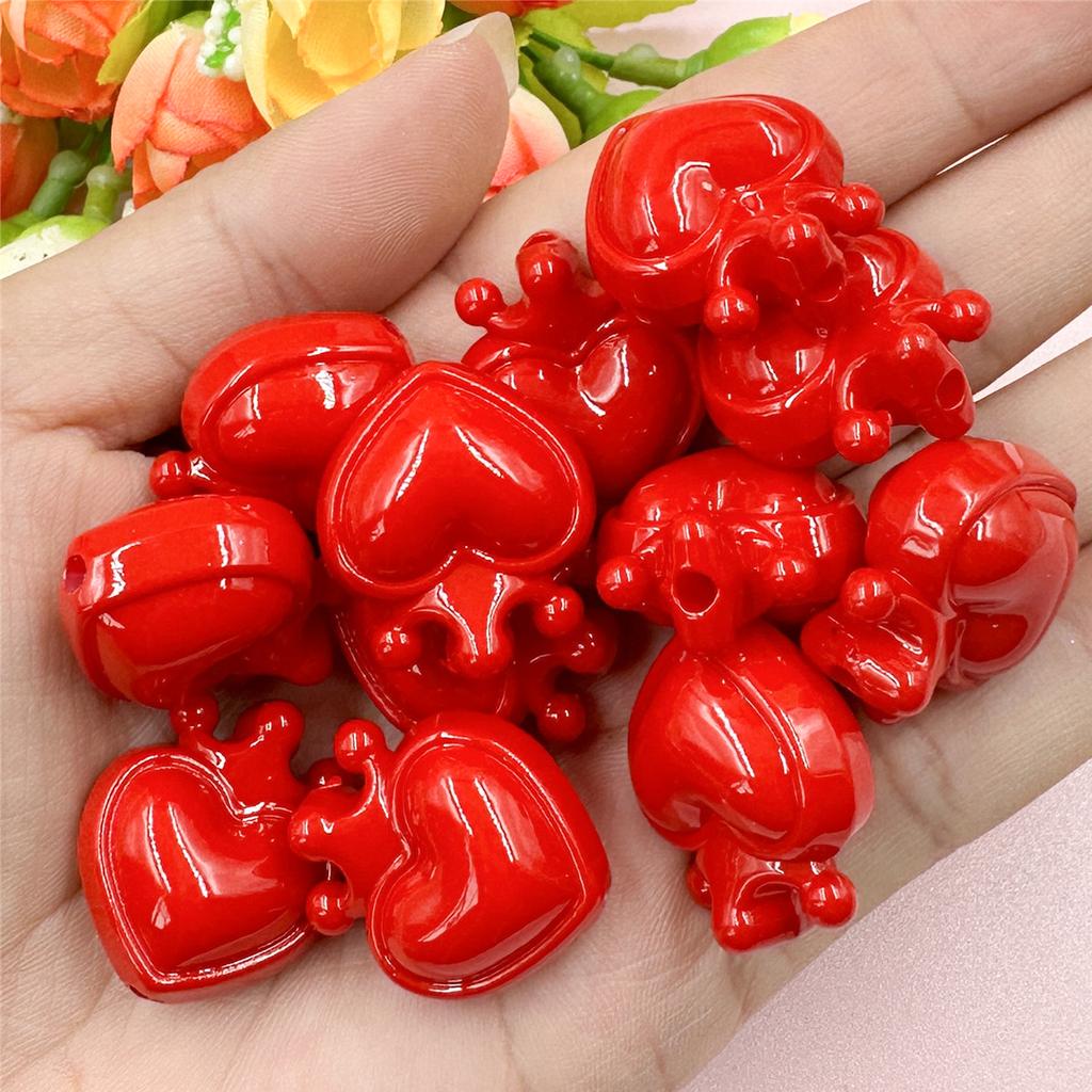 Home Party Supplies Crown Heart for Bracelet Necklace Accessories Jewelry DIY 12pcs Loose Beads Charms 21.4*24.4mm Pendants Material With Hole