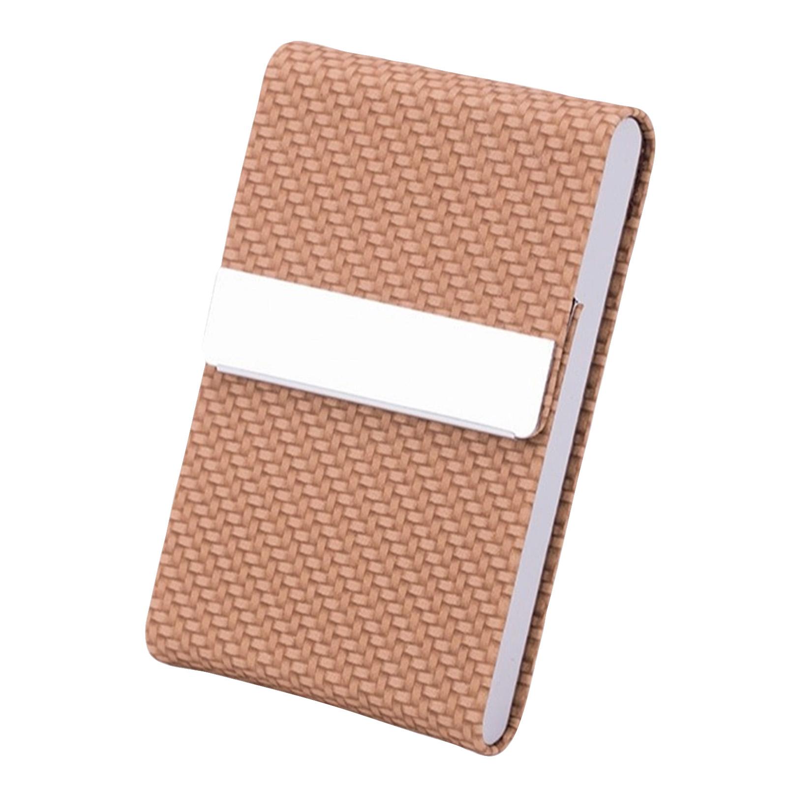 

Магнитный держатель для визиток из плетеной ПУ – Стильный органайзер для визиток для профессионалов, Портативный кейс для карт One Size верблюд