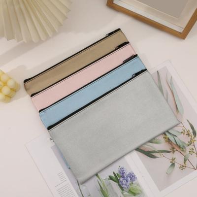 Faux Leather Pencil Pouch Zippered Money Cash Pen Case Secure Bank Bag for Coins Bills Checks Invoices Cosmetics Tools