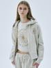 [mardimercredi] HOODIE SWEAT JUMPER EMBLEM NEEDLEWORK OATMEAL BEIGE