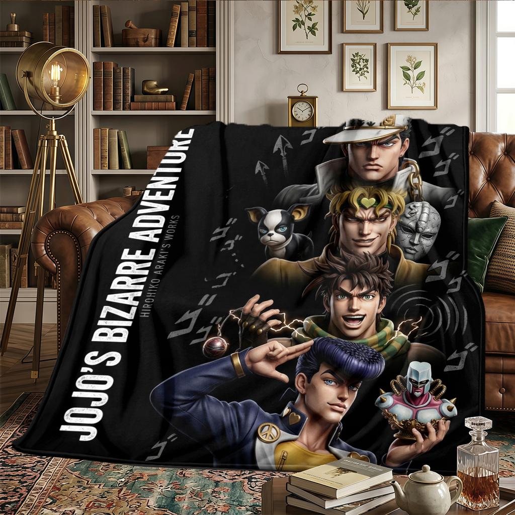 JoJos Bizarre Adventure Bedruckte Flanelldecke Warm Bequem, Für Schlafzimmer, Sofas, Reisen -HE31