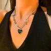 "European & American Double-Layer Love Necklace: Hip-Hop Inspired Long Sweater Chain for Women"
