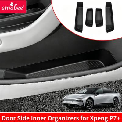 Smabee para Xpeng P7+ 2024-2026 Bandeja de Almacenamiento para Puerta Delantera Trasera Caja de Almacenamiento para Manija de Puerta de Coche Organizador Accesorios de Coche TPE Negro 4uds