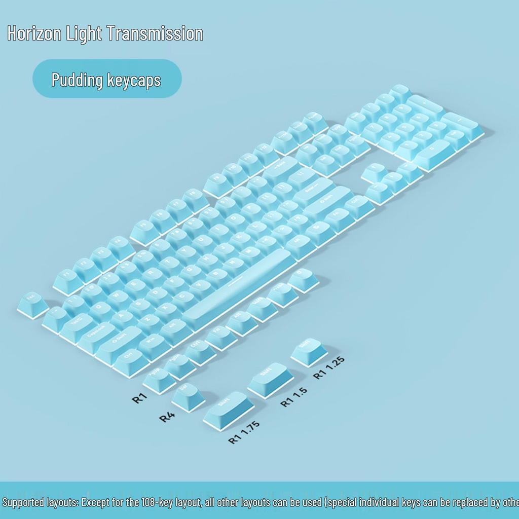 PBT Horizon Doppelwand Milchreis Gelee Tastenkappen - Transluzentes Mechanisches Tastatur Set