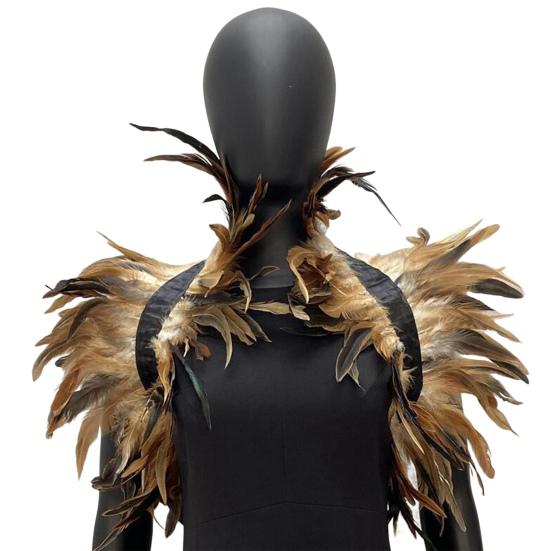 Gothic Feather Shrug Cape for Women Victorian Shoulder Wrap Shawl Collar for Halloween Cosplay Party Costume Accessories