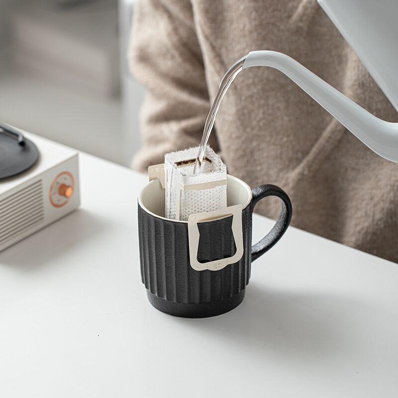 Ceramic Mug Handmade Line Pattern Cup Household Tea Drinking Cup Activity Cup Practical Gift Cup