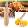 Corn Holders Stainless Steel with Wood Handle, Corn On The Cob Holders Fruit Forks for Home Cooking and BBQ, Cooking, Picnics, Parties and Camping,