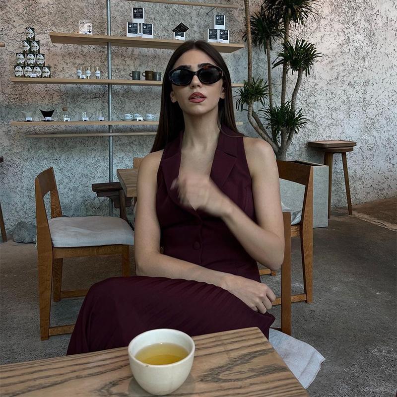 Einfarbig Knöchellangen Kleid Sets Plissee Röcke V-Ausschnitt Ärmellose Weste Einreiher Zwei Stücke Lose Taste Büro Dame 2025