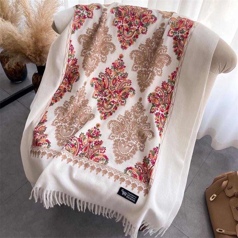 Luxury Thick Warm Shawl Winter Paisley Pashmina Blanket Poncho Stoles Print Cashmere Scarf Women Travel Wraps Bufanda Female