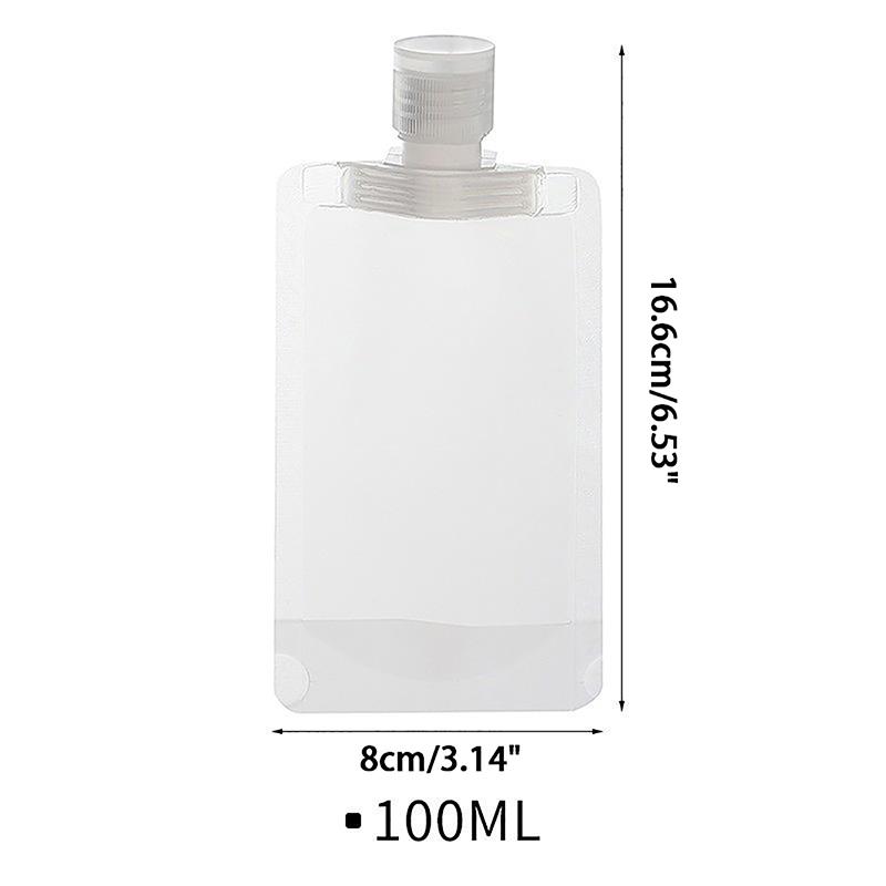 Sacchetto di imballaggio a conchiglia trasparente in plastica con beccuccio verticale, borsa da viaggio portatile per trucco fluido per lozione e shampoo