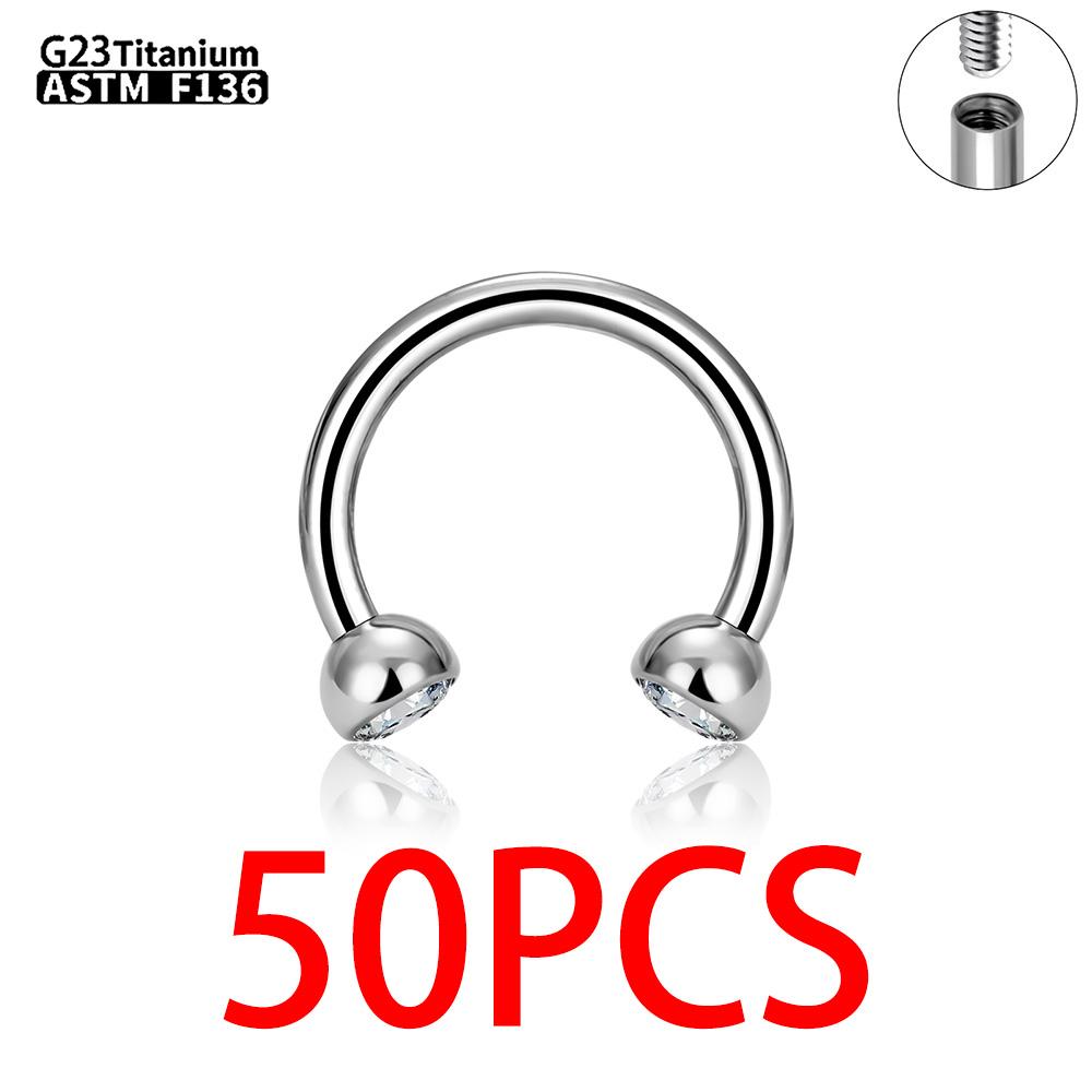 1/5/50Pcs G23 Titanium ASTM-F136 Piercings Nose Ring Internal Thread C Rod Zircon Body Jewelry For Women