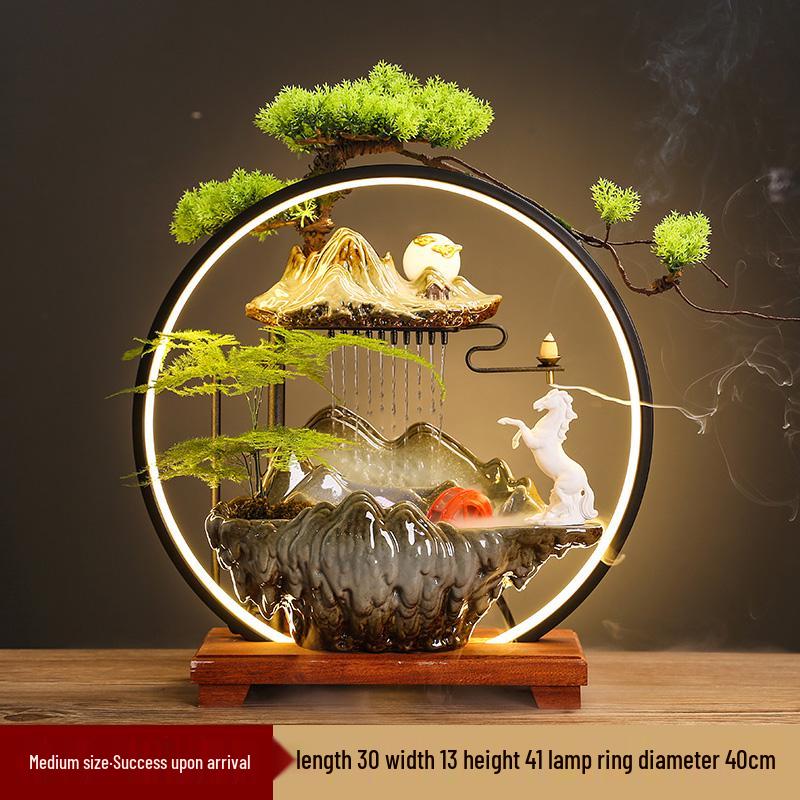 Flowing Water Backflow Incense Fountain & Humidifier - Perfect for Home, Office, or Gift Decoration.