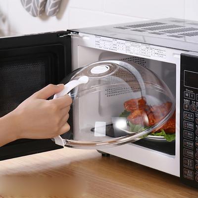 Microwave Food Splash Proof Cover Oven Heating Cover Plate Transparent Cover with Handle Household Cooking Utensils Accessories