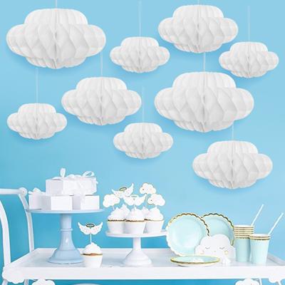 Hängende Wabenwolken-Dekoration, 3D-künstliche Wolken, Wabenornamente für Hochzeit, Geburtstag, Kinderzimmer, Babyparty-Dekor