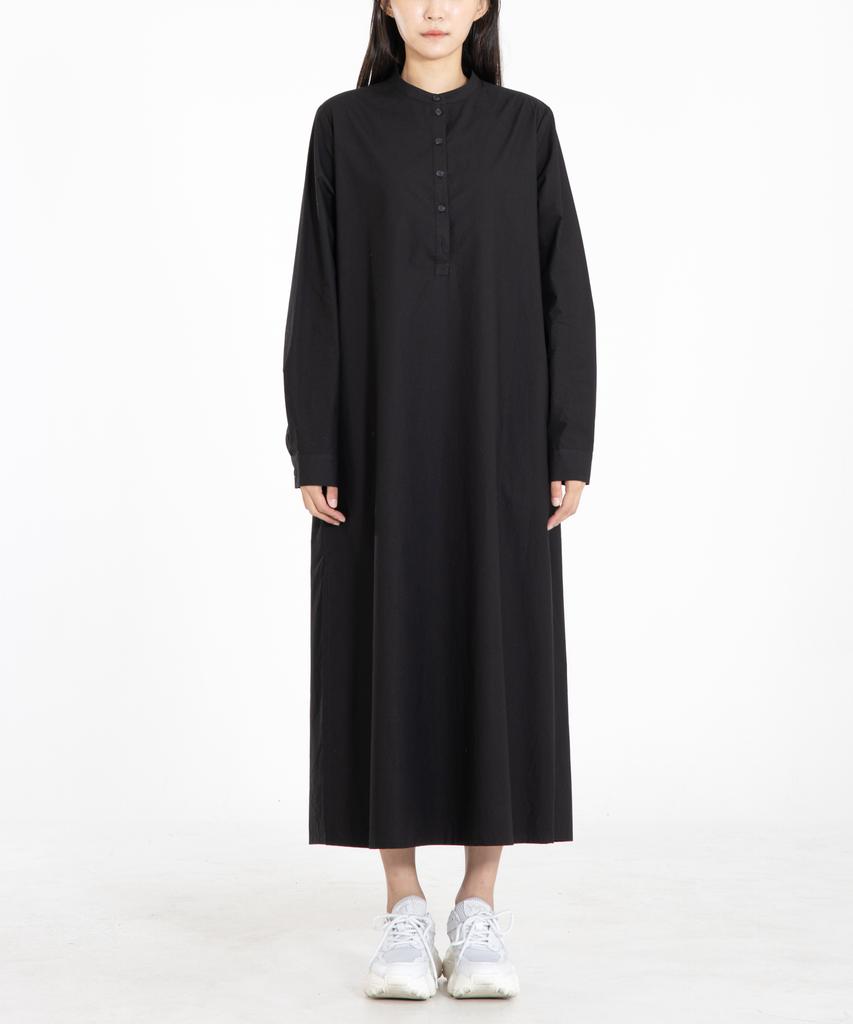Row To Row Wrd036 Washed Fine Cotton Long Shirt Dress (Ash Black)