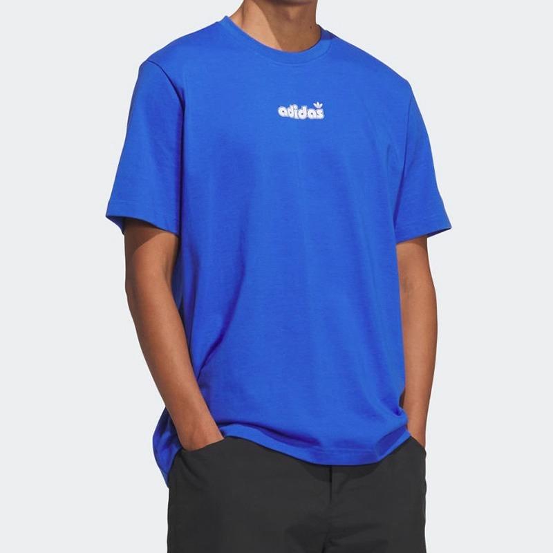 Adidas SS25 Grfx Sports Casual Soft Comfortable Crew Neck Short Sleeve T-Shirt Men Tops Blue JX2636