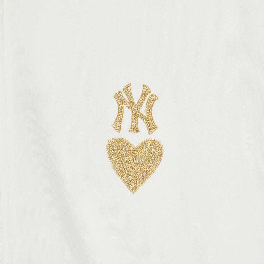 MLB SS24 New York Yankees Embroidered Logo Hooded Long Sleeve Zip-Up Sweatshirt Unisex sweatshirt Cream 3ATRH0141-50CRS