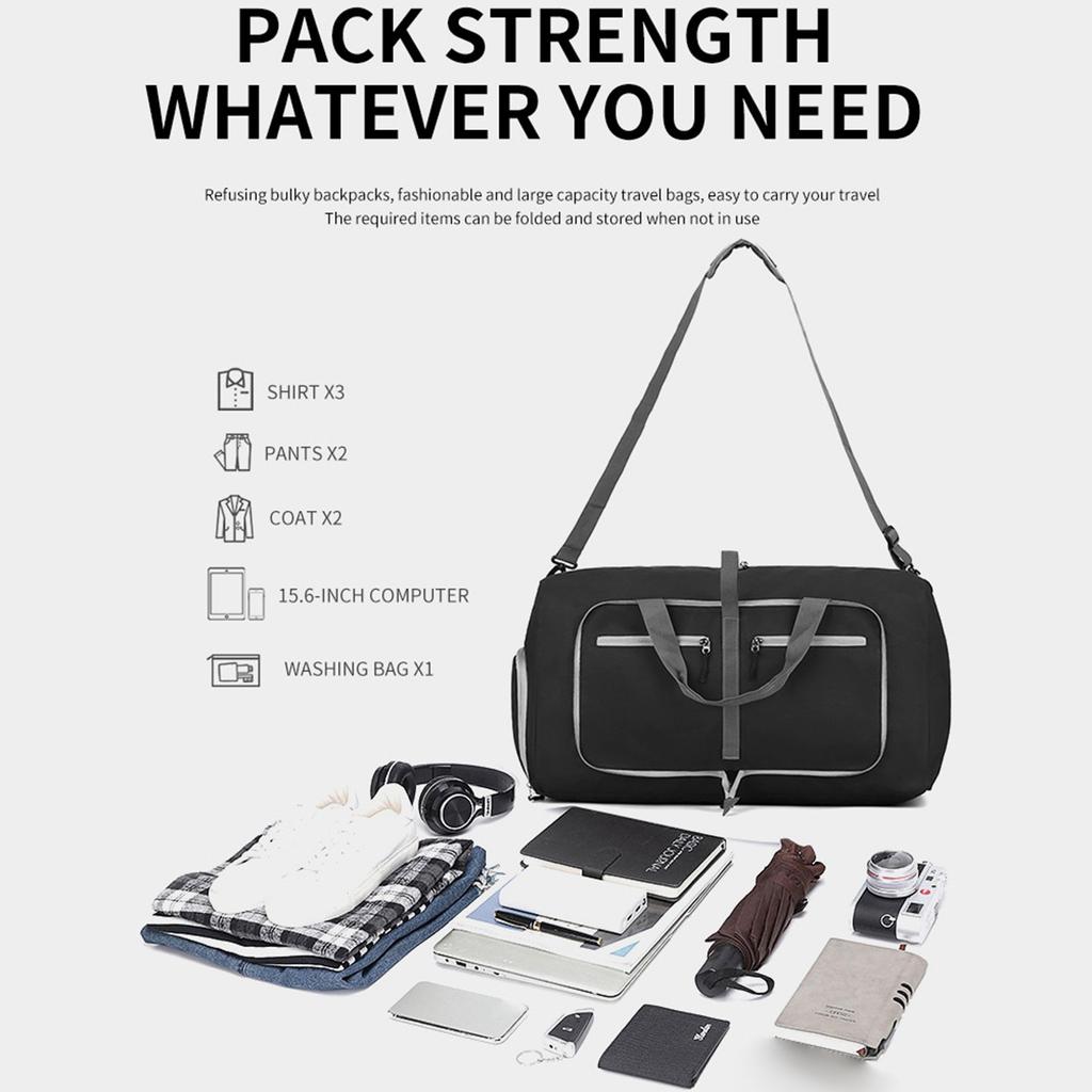 Gym Bag with Shoe Compartment Carry On Luggage Travel Bag Sports Bag Duffle Bag for Men and Women Foldable and