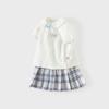 David Bella Girls JK Half Skirt Set Summer Dress New Children's Short Sleeve Pleated Skirt College Style Two Piece Set