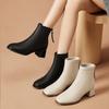 2025 New Spring and Autumn Round Head Boots Women's Thick Heel Soft Leather Medium Heel Boots Thin Boots Autumn and Winter Women's Shoes Fashion Boots