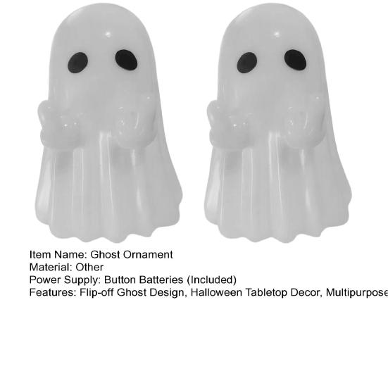 Light-Up Ghost Figurine Halloween Middle Finger Ghost Decoration Lighted Flip-off Ghost Ornament for Party Mantel Shelf Tabletop
