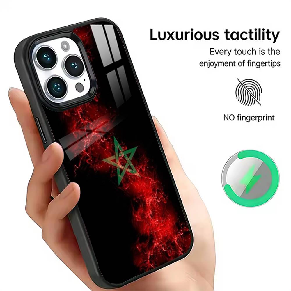 Custodia per Telefono con Bandiera del Marocco Per iPhone17,16,15,14,13,12,11 Plus,Pro Magnetica Per Magsafe Ricarica Wireless